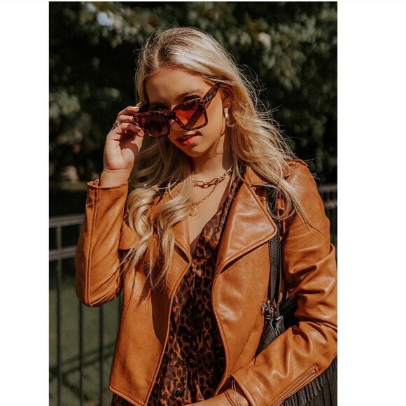 Jackets & Blazers - Justine Collection Leather  Brown Jacket Size 48 / L